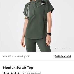 Figs Montex Scrub Top-Moss